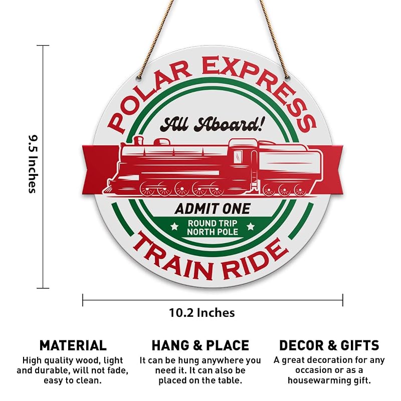 Polar Express Train Ride Christmas Wooden Sign – Rustic Front Door Wall Plaque