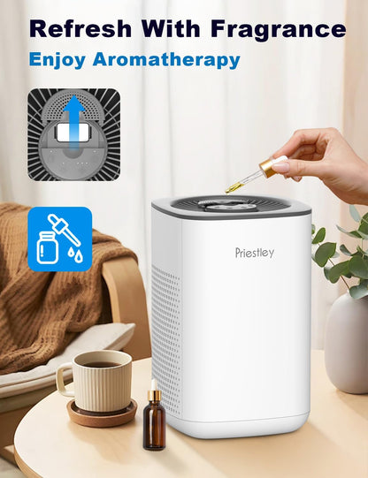 Priestley 3-in-1 HEPA Air Purifier - Quiet 20dB Essential Oil Diffuser for Home & Office