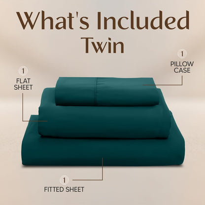 Utopia Bedding Twin Sheet Set - Soft & Breathable Microfiber, 3-Piece in Teal Green | Oeko Tex Certified