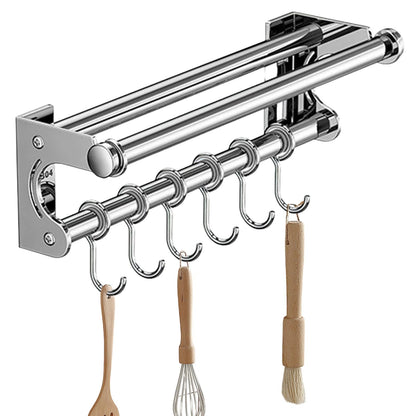 semofcen Kitchen Utensil Holder Hanger 30/40/50CM Stainless Steel Multifunctional Slide Rail Hook Space Saving Utensil Rack No Drilling Kitchen Rail for Hanging Cooking Utensils Mugs Spoons