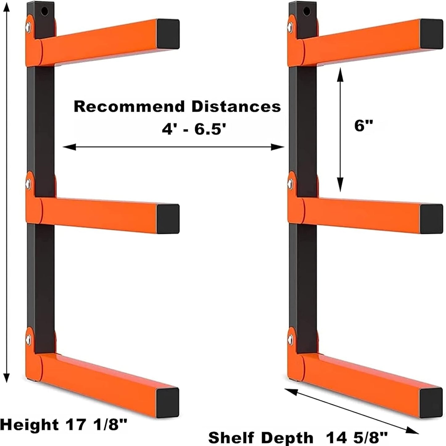 WALMANN Heavy-Duty Lumber Storage Rack - Wall Mount Overhead Wood Organizer | 2 Pairs