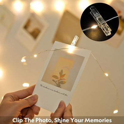 JMEXSUSS Fairy Lights - 33Ft 100LED Photo Clips String Light with Timer | Ideal for Bedroom & Party Decor