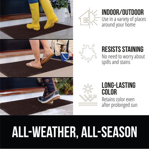 GORILLA GRIP® Ultra Absorbent Front Door Mat - Traps Dirt & Moisture, 47x35, Coffee Color