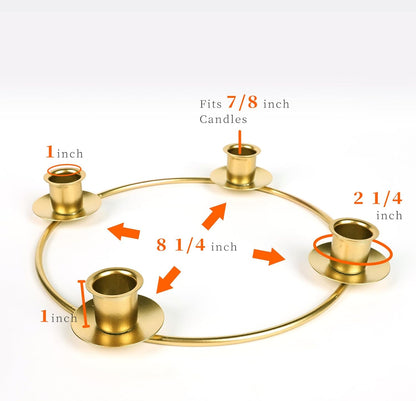 Advent Wreath Candle Holder - Elegant Gold Design for Tapered Candles | Perfect for Christmas Decor