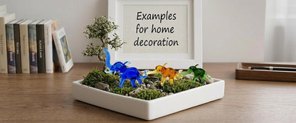 Skiennix Handmade Mini Elephant Family Figurines - 2" Blown Glass Art, Multicolor Jungle Decor