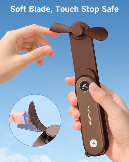 Sweetfull Portable Handheld Mini Fan - 3-in-1 USB Rechargeable Fan & Flashlight for Travel | Compact & Cute Design