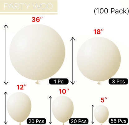 PartyWoo Pastel Yellow Balloons - 100 Pcs in Various Sizes for Baby Shower & Birthday Decor | Light Yellow