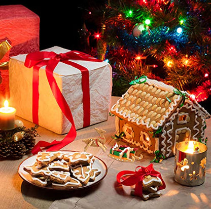 18-Piece Stainless Steel Gingerbread House Cookie Cutter Set with Christmas Shapes - Gift Box Included