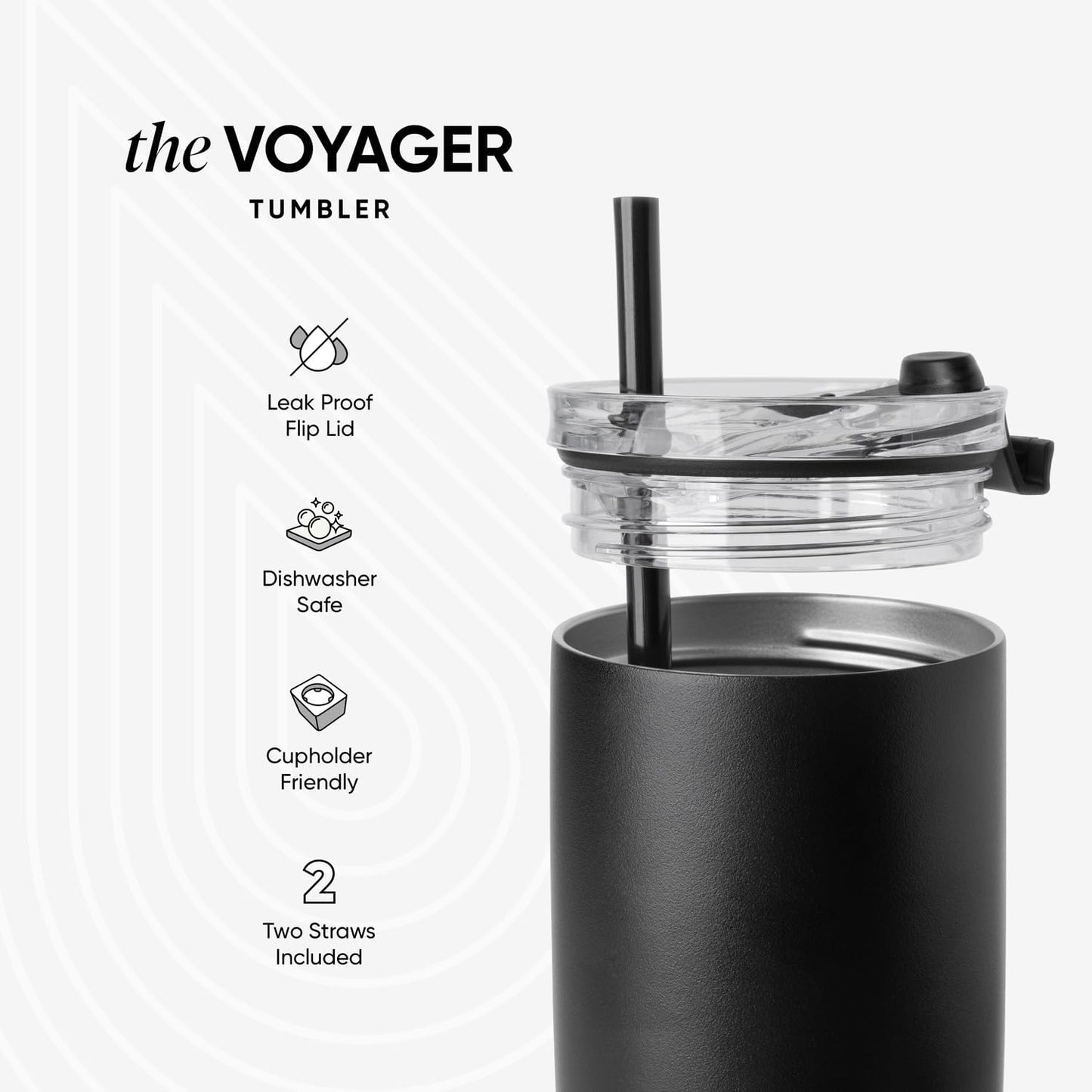 Simple Modern Voyager Tumbler - Insulated Stainless Steel Travel Coffee Mug | Flip Lid | 12oz Almond Birch