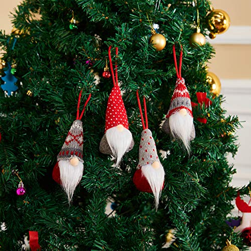 Christmas Gnome Ornaments Set - Felt & Knitted Holiday Tree Decorations