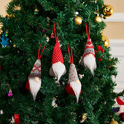 Christmas Gnome Ornaments Set - Felt & Knitted Holiday Tree Decorations