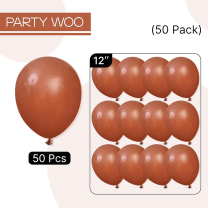 PartyWoo Brown Balloons - 50 Pcs 12 Inch Dark Brown Latex Helium Balloons for Weddings & Celebrations