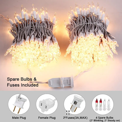 ODEETRONIC Warm Christmas Lights - 21.63ft 100-Count Clear Fairy String Lights | UL Certified Indoor/Outdoor Use