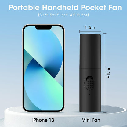 OLV Handheld Mini Fan - Portable Rechargeable 3000mAh Battery | 22+ Hours Runtime - Black