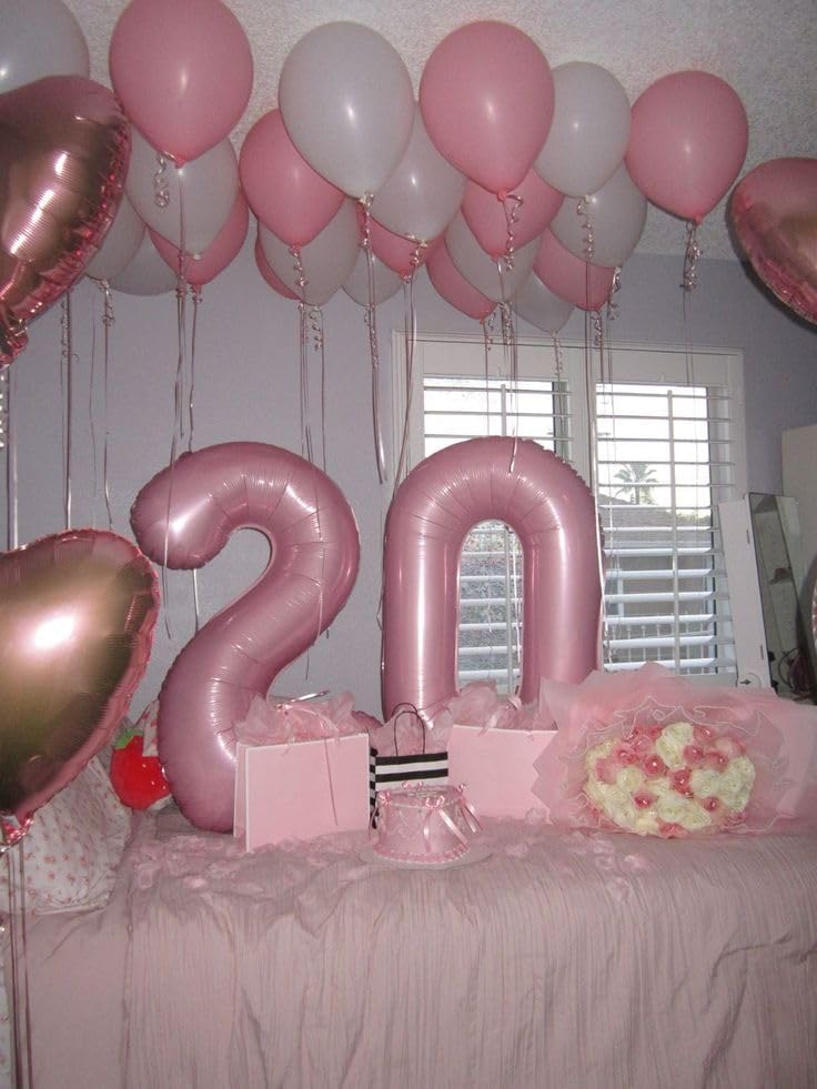 Pastel Pink Number Balloon 10th Birthday Decorations - 40 Inch Big Foil Balloon for Men & Women