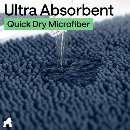 GORILLA GRIP Bath Rug Mat - Soft Absorbent Chenille | Quick Dry Microfiber, 36x24, Navy Blue