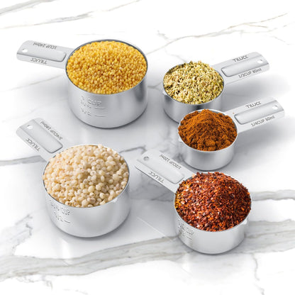TILUCK Stainless Steel Measuring Cups Set - Essential Kitchen Gadgets for Cooking & Baking | Set of 5