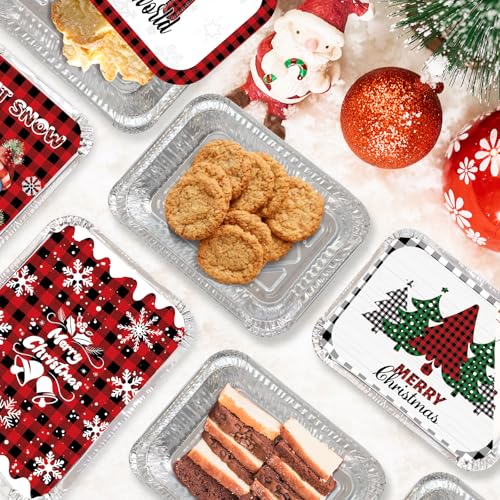 36 Pack Christmas Aluminum Food Containers with Lids - Holiday Treat Storage
