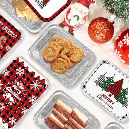 36 Pack Christmas Aluminum Food Containers with Lids - Holiday Treat Storage