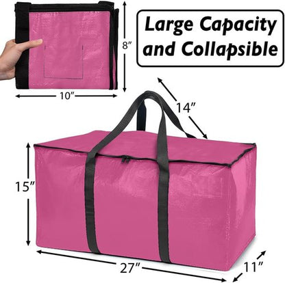 ClearSpace Oversized Moving Bags - Heavy-Duty Storage Solution with Backpack Straps & Zippers | 8 Pack