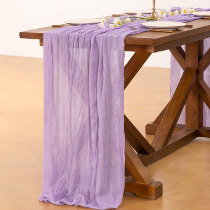 Socomi Lilac Purple Cheesecloth Table Runner - 120 Inch Sheer Gauze for Weddings & Events