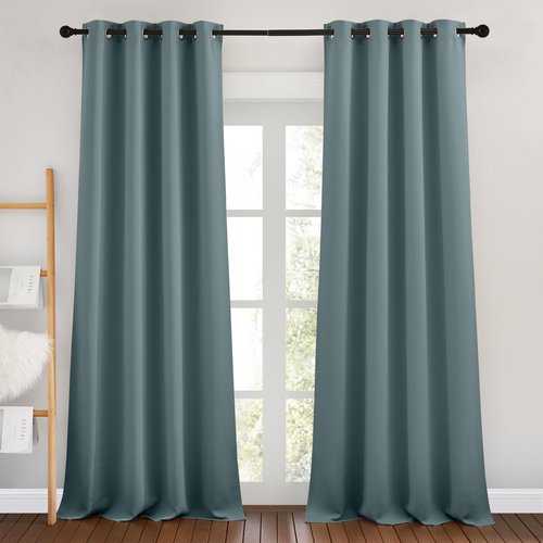 NICETOWN Greyish Blue Bedroom Curtains 96 inches Long, Grommet Thermal Insulated Room Darkening Window Treatments Sound Reducing for Living Room, W46 x L96, 2 Panels