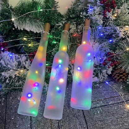 Multicolor Bottle Lights Set 6 Pack - 20 LEDs, 6.6ft Dual Battery Pack, Wine & Bottle Decoration