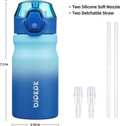 BJPKPK 14oz Insulated Water Bottle - BPA-Free Stainless Steel Thermal Flask with Straw & Lockable Lid | Sky Color