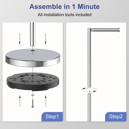 Polished Chrome Toilet Paper Holder Stand by [Brand Name] - Free Standing Design for 4 Rolls, Stainless Steel with Non-Slip Base