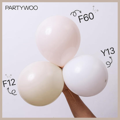 PartyWoo White Balloons - 101pcs 12-Inch Matte Latex for Weddings, Graduations & Celebrations