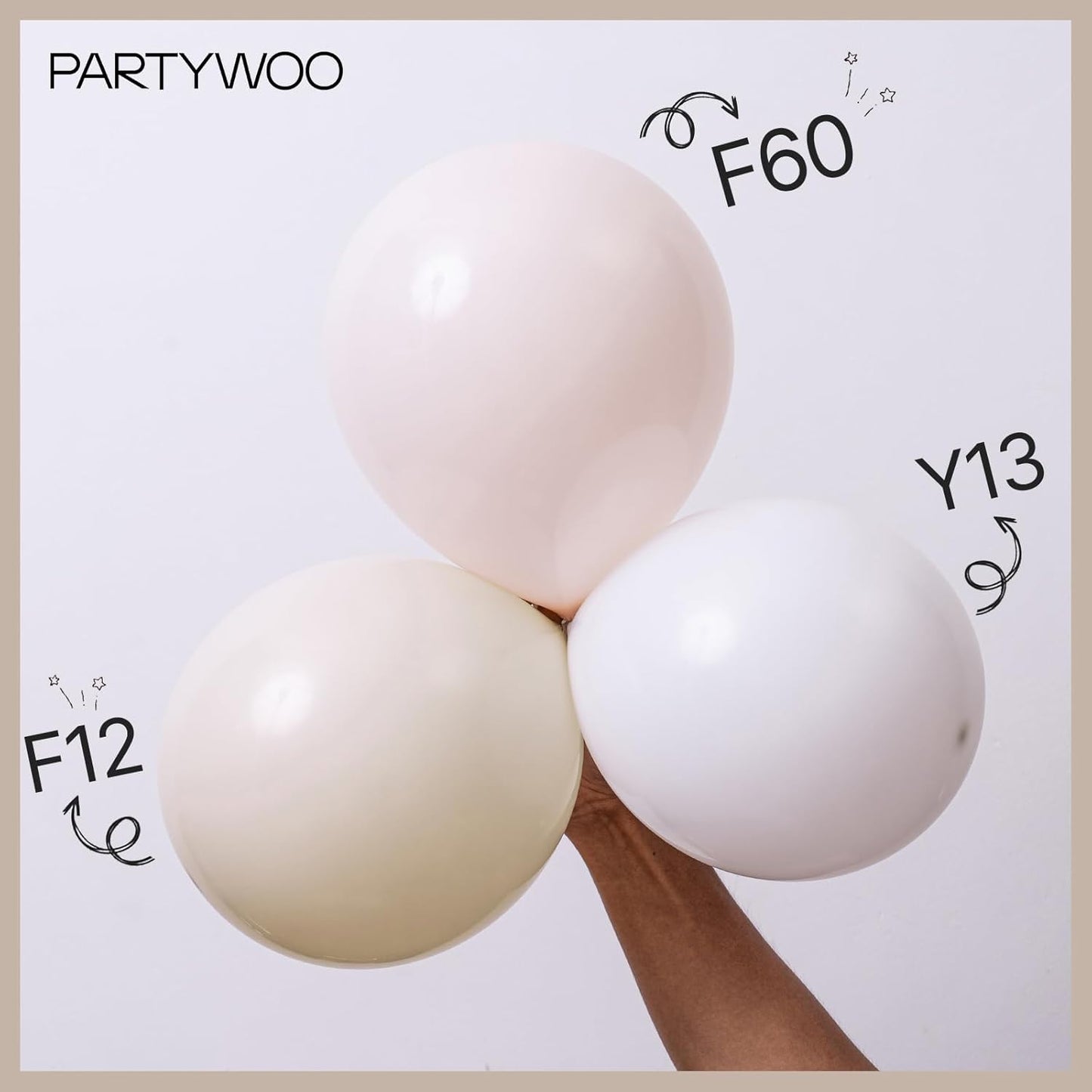 PartyWoo White Sand Balloons - 50 Pcs 5-Inch Mini Beige & Cream Latex Balloons for Weddings & Events