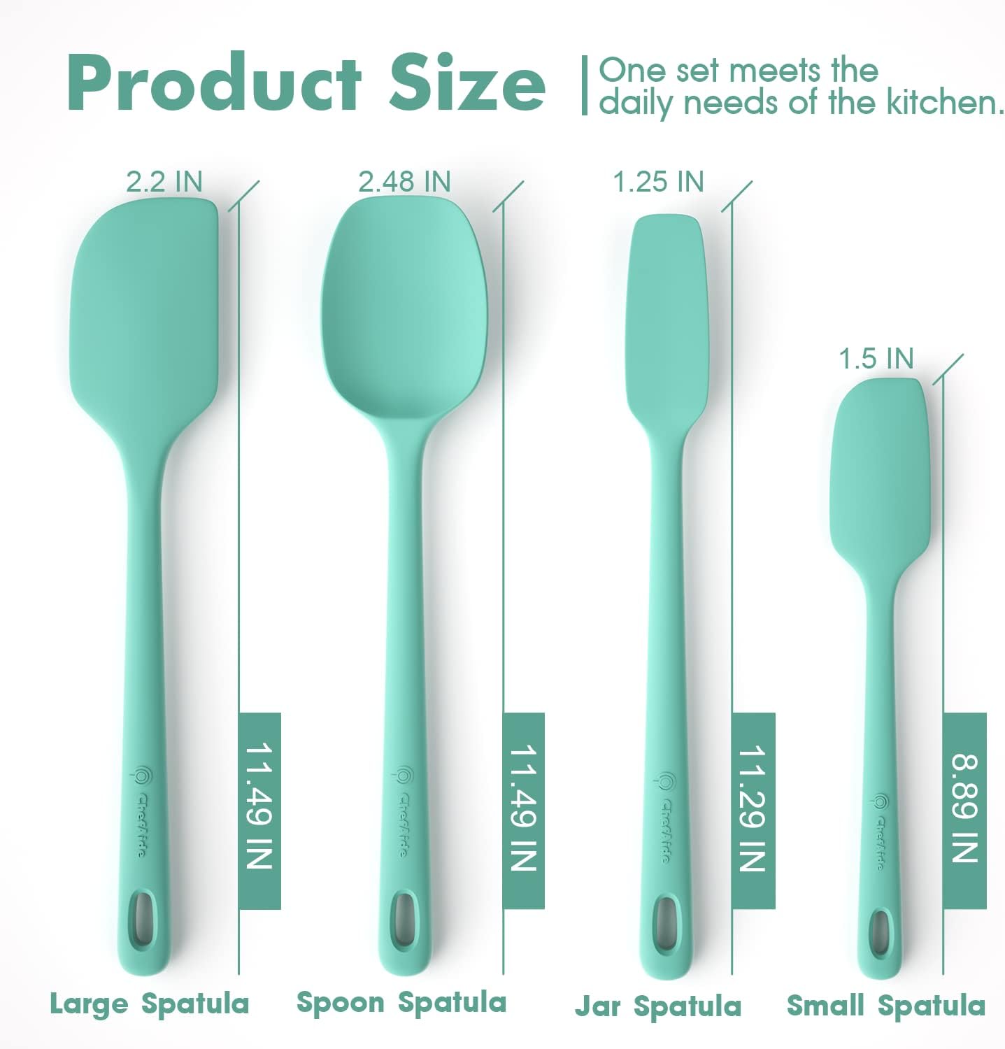 Skiennix Silicone Spatula Set - 4 Pieces, Ergonomic Grip, Heat Resistant Up to 600°F for Nonstick Cookware