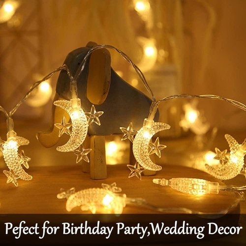 Fielegen 40 LED Moon String Lights - Battery Operated 20ft Fairy Lights for Patio & Wedding Decor