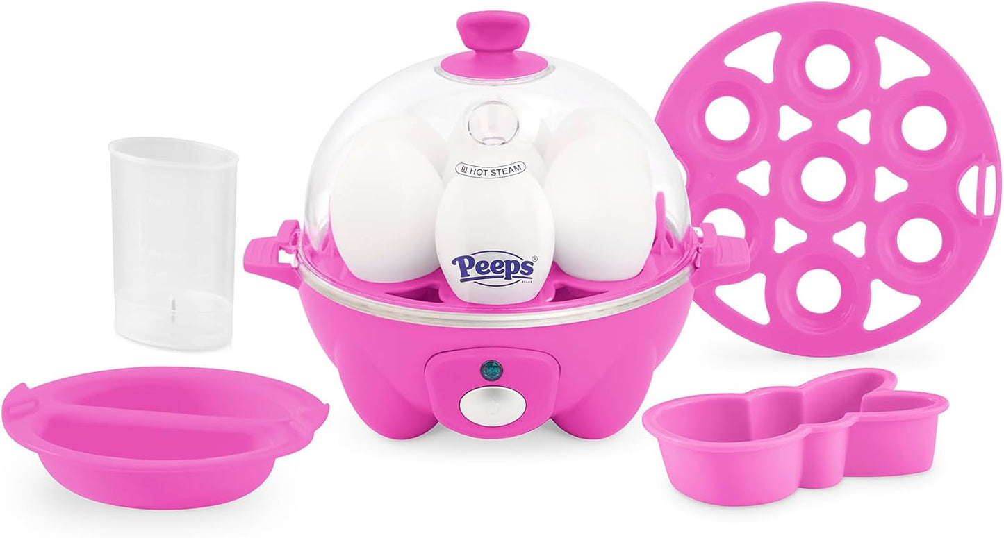PEEPS & Dash Rapid Egg Cooker - Boil, Poach & Steam Up to 7 Eggs - Dishwasher Safe & BPA Free - Pink