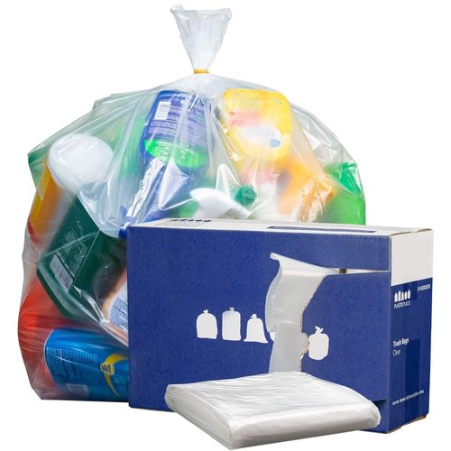 Plasticplace 33 Gallon Trash Bags │ 2.0 Mil │ Clear Heavy Duty Garbage Can Liners │ 33" x 39" (100 Case)