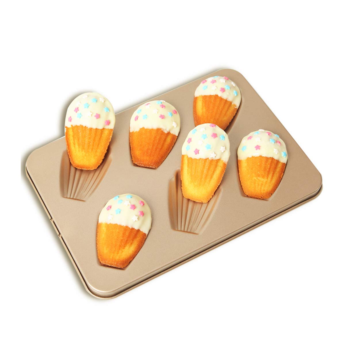 CAN_Deal Non Stick Heav-gauge Steel 6 Holes Madeleine Baking Tray, Cake Baking Mould Pan, Produce Cake Size 8 x 5 x 1.5cm