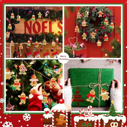 Gingerbread Man Christmas Ornaments Set - 12 Plastic Holiday Decorations
