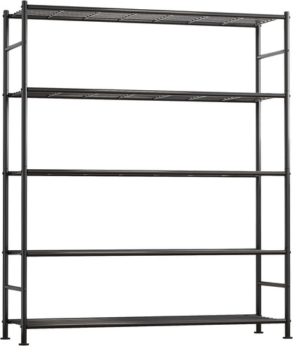Sakugi Storage Shelves - Heavy Duty 5-Tier Shelf Organizer for Garage, Pantry & Kitchen | 46.3" W x 12.6" D x 60.3" H, Black