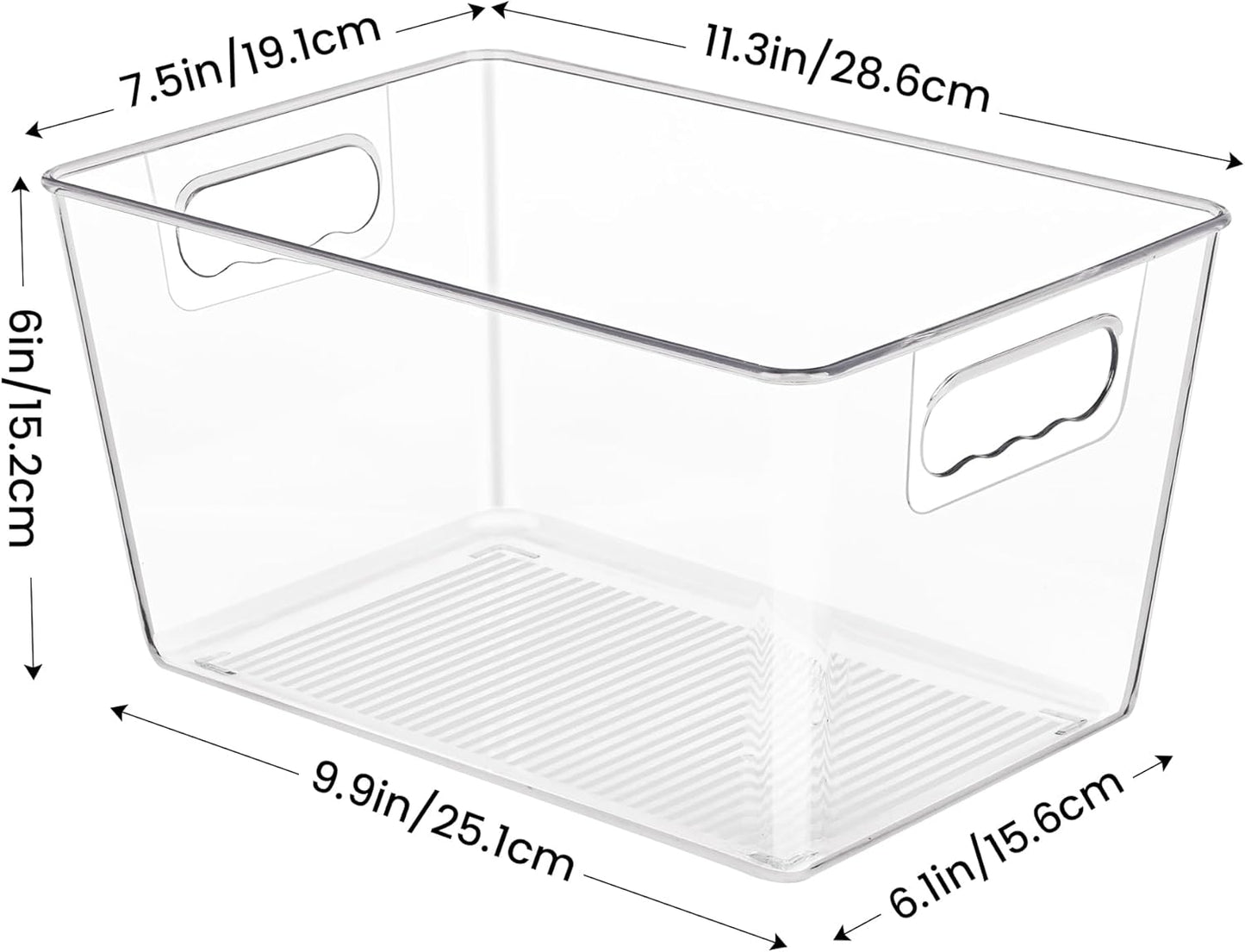 YIHONG Clear Pantry Organizer Bins - 6 Pack Plastic Storage Containers with Handles for Kitchen & Bathroom