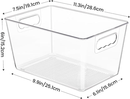 YIHONG Clear Pantry Organizer Bins - 6 Pack Plastic Storage Containers with Handles for Kitchen & Bathroom