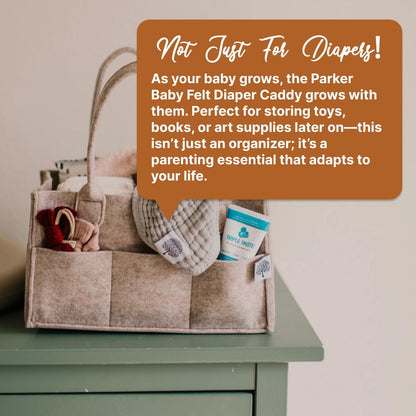 Parker Baby Co. Diaper Caddy - Nursery Storage Bin and Car Organizer for Diapers and Baby Wipes - Oatmeal, Large