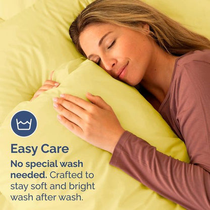 Standard Pillow Cases Set of 4 - Ultra Soft Hotel Quality Pillowcase Covers - Comfy Cozy Bedding for Women, Men, Kids & Teens - Machine Washable Pillow Protectors - 4 Piece Set - Standard Size Yellow