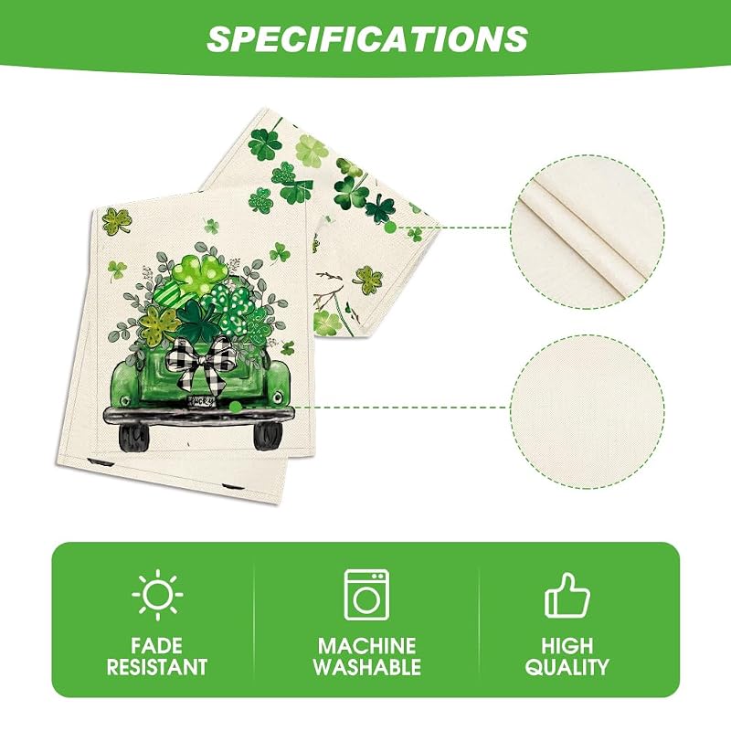 Shamrock Eucalyptus St. Patrick's Table Runner - 13x36 Inch, Beige/Green