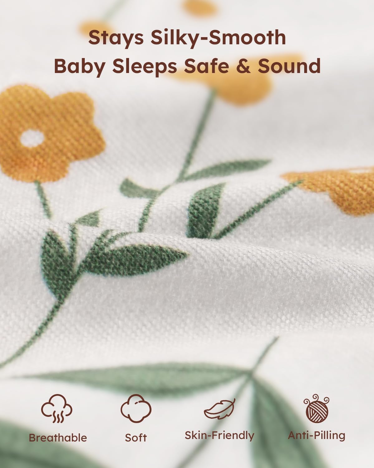 Yoofoss Baby Crib Sheets - Ultra Soft 2-Pack Fitted Sheets for Standard Cribs | Green Flower Design, 52x28