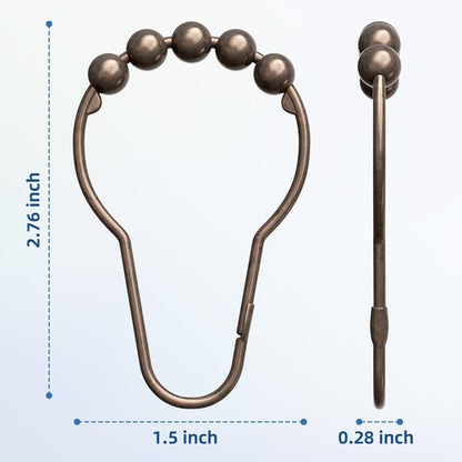 Titanker Shower Curtain Hooks Rings, Rust-Resistant Metal Shower Curtain Hooks for Bathroom Shower Rods Shower Hooks Shower Rings for Curtain - Set of 12, Bronze