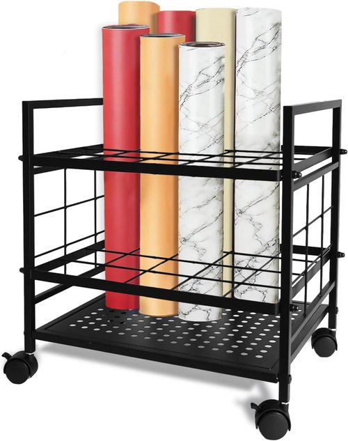 Blueprint Organizer - 20-Slot Rolling Cart for Maps, Posters & Plans | Mobile Storage Solution for Home & Office