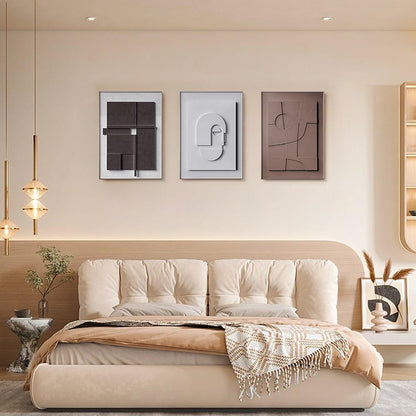 BULUXE Wall Art Set - 3D Abstract Japandi Geometric Canvas Decor | Framed Artwork for Modern Home (15" W x 1" D x 23" H)