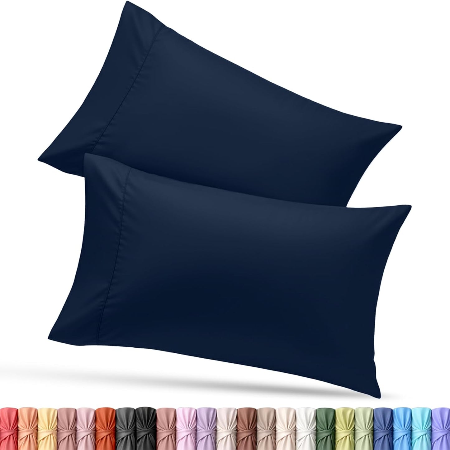 Utopia Bedding King Pillow Cases - Soft Brushed Microfiber - 2 Pack | Navy, 20 x 40 Inches