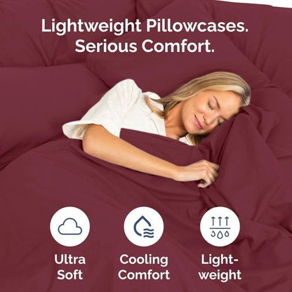 King Pillow Cases by LuxeDream - Ultra Soft Hotel Quality Covers - Wrinkle Free & Easy Care - 8 Piece Set in Burgundy