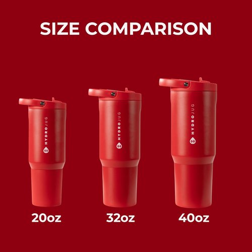 HydroJug Sport - 20oz Stainless Steel Tumbler with Straw | Vacuum Insulated & Leakproof, Ergonomic Design in Alumni Red